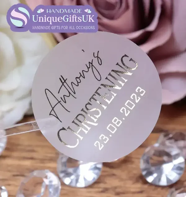 Christening Personalised Foiled Stickers